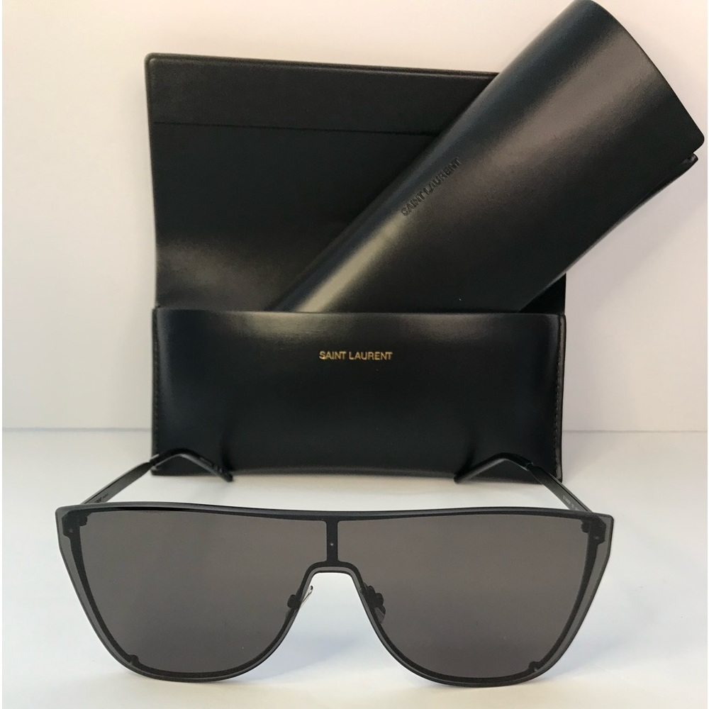 💯 - New Authentic Saint Laurent New Wave SL 1-B MASK Sunglasses Black - … - Picture 5 of 16